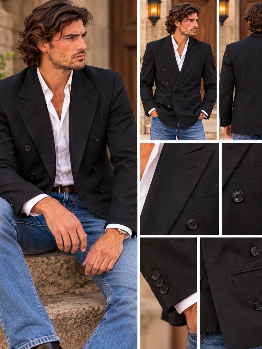 Vintage Nino Danieli Black Double Breasted Italian Blazer